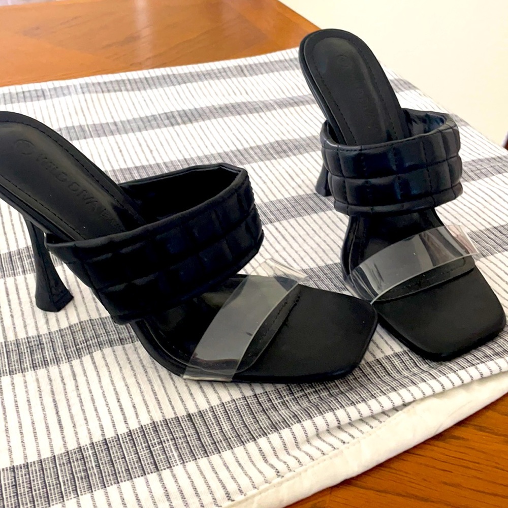 Wild Diva Black Slip-On Heels